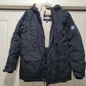 Lands' End Men's Navy Hooded Puffer Jacket